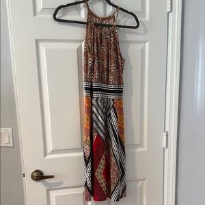 Dress, medium, multicolored, with cape.